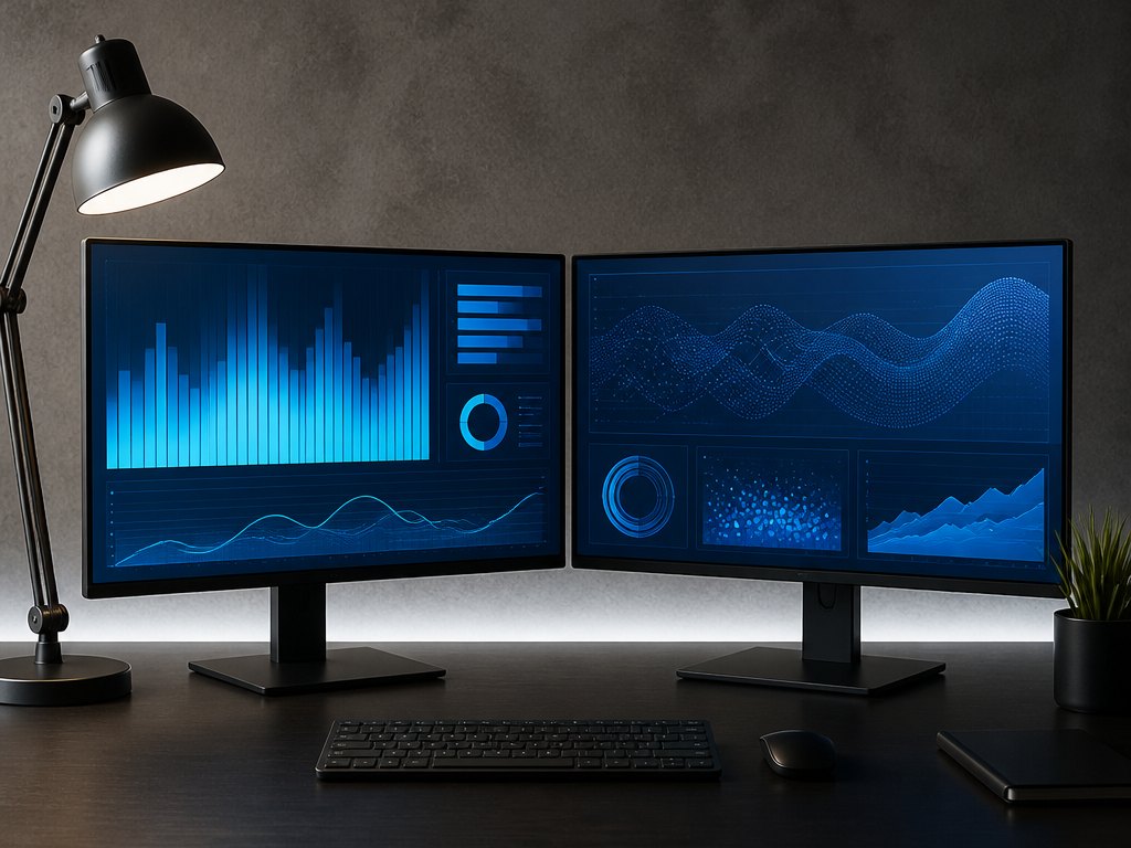 Dual-monitor analytics workstation