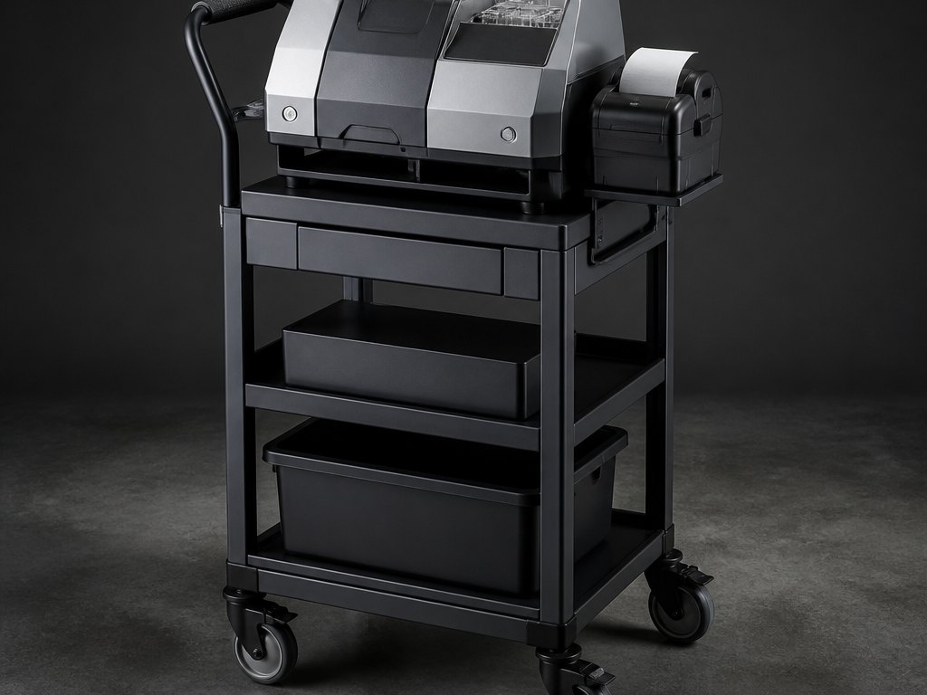Analyser on a mobile equipment cart
